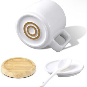 Warmer base with cup/lid/spoon USB CHARGE great for home/office soup/ramen/coff